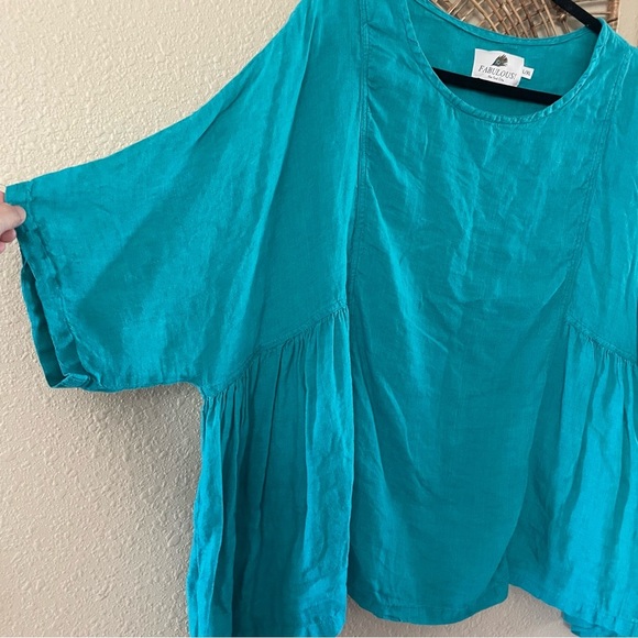 Fabulous! 100% Linen Top Blouse Coastal Lagenlook Minimalist Women's Sz L/XL B18 - Picture 4 of 8